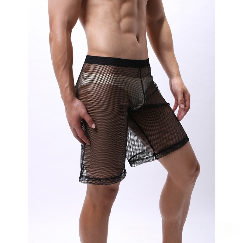 Pouch Boxer Pouch - ローライズメッシュエロ下着男性通気性男性ボクサーパンツ透明水泳パンツショーツ U 凸ポーチ男ブリーフ