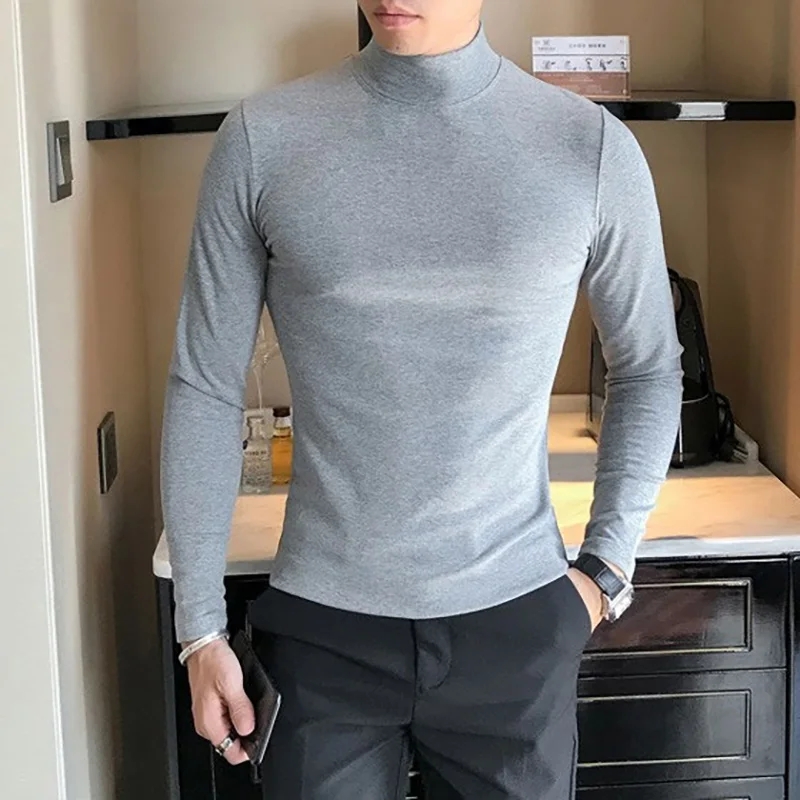 2025秋冬メンズハイネックTシャツスリムフィットファッショ - T Shirt Tight Fit のレビューと価格