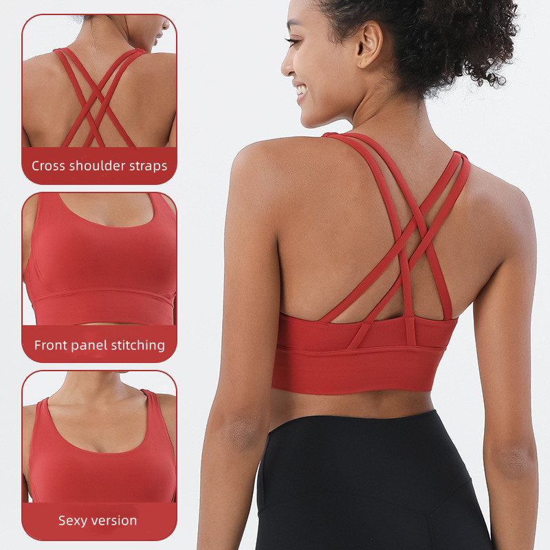 女性用ナイロンブラ,クロスバック,ヨガ,フィットネス,ジム, - Quick Dry Underwear のレビューと価格